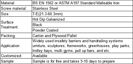 BS En 1562 ASTM A197 Galvanized Malleable Iron Key Clamp Fittings