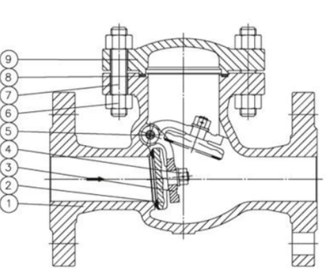 swing check valve drawing